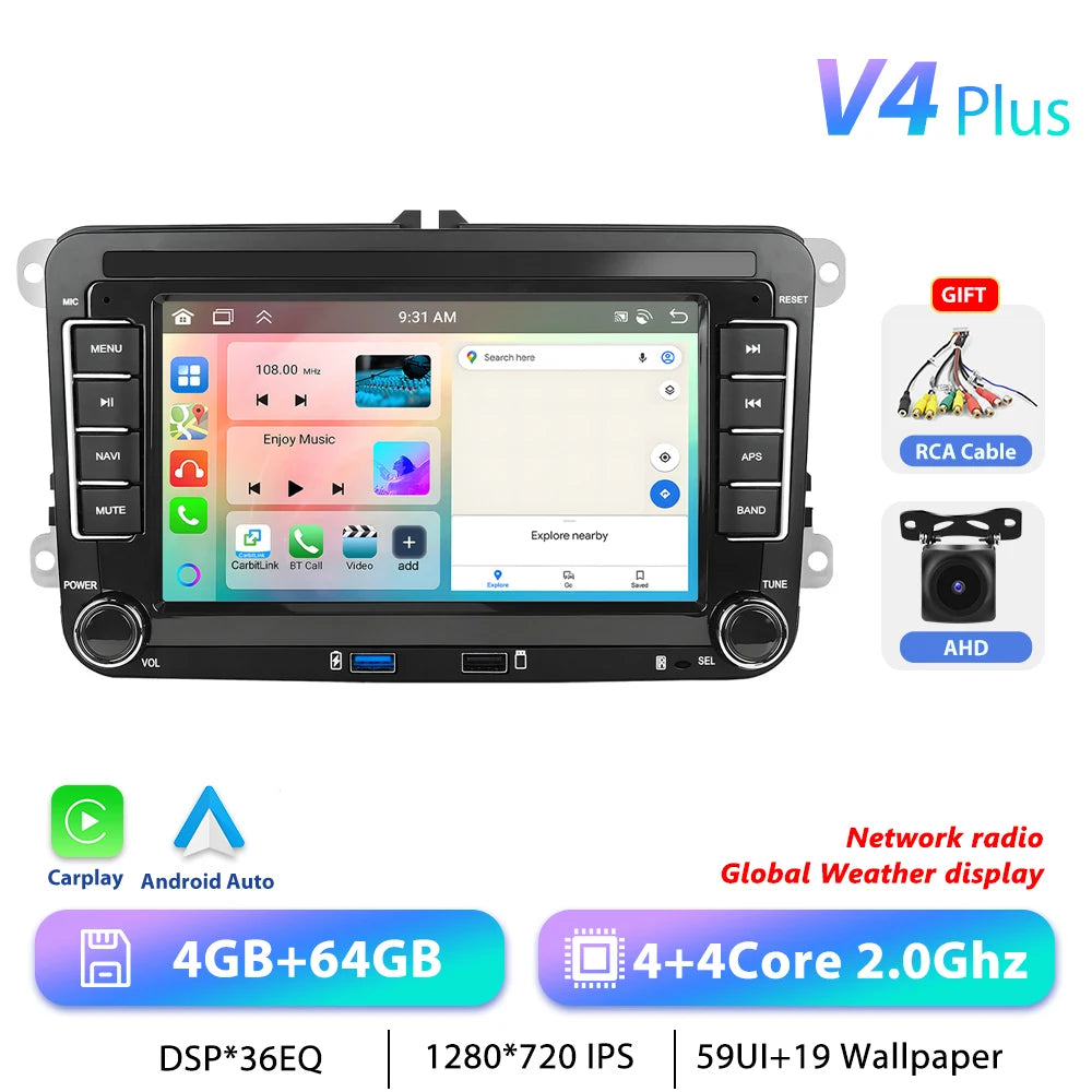 Wireless CarPlay & Android Auto Unit 4GB+64GB+Reverse Camera